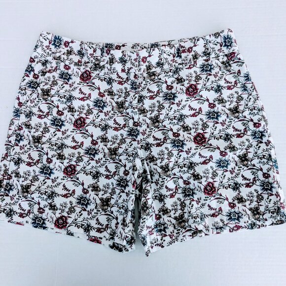 LOFT Women's Linen Blend Shorts Size 6 White Floral Print NWOT - Picture 1 of 7